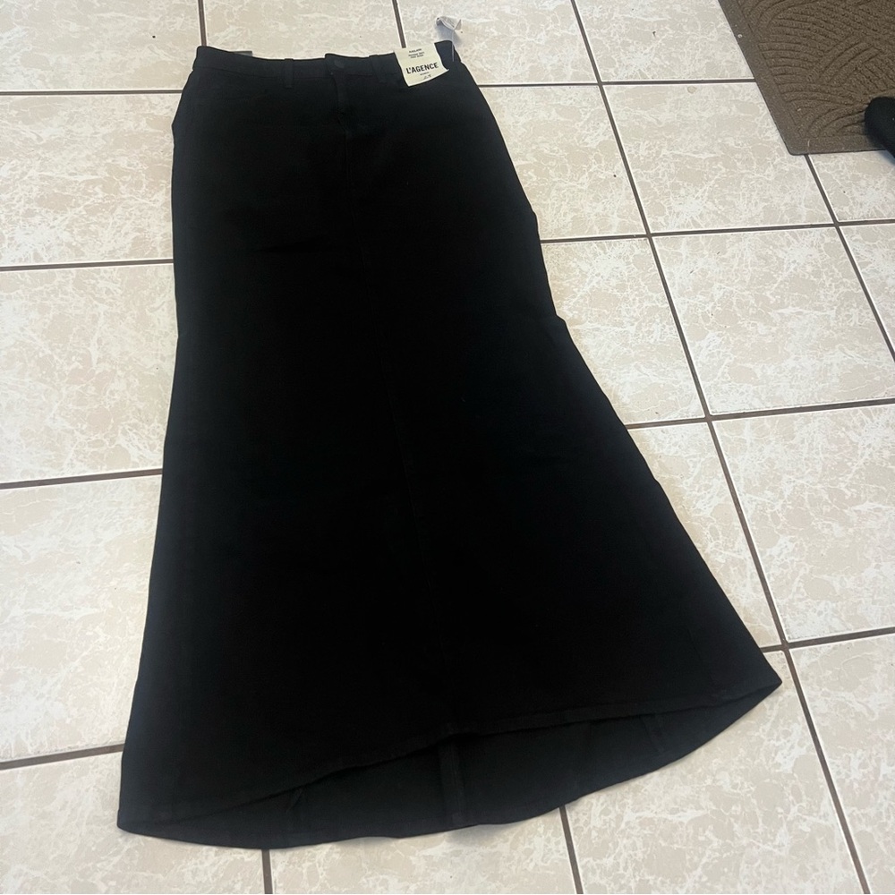 L'AGENCE Black Trumpet Maxi Skirt for Work